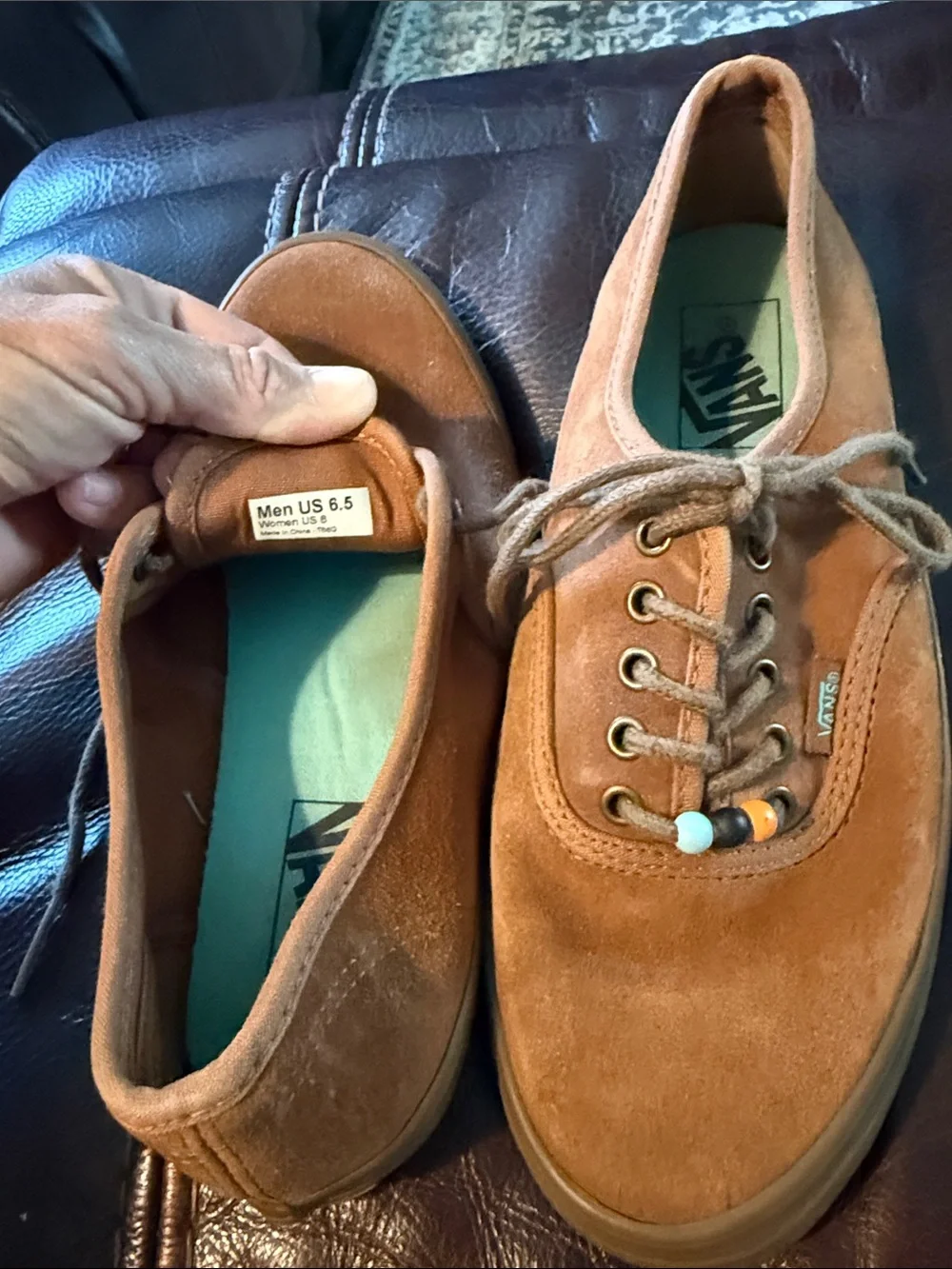 Vans Men’s Suede Lace-Up Sneakers in Brown